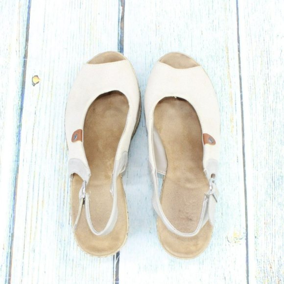 Rieker Tan Canvas Slip On Comfort Slingback Wedge Sandals Size 40 US 8.5 - Picture 7 of 9